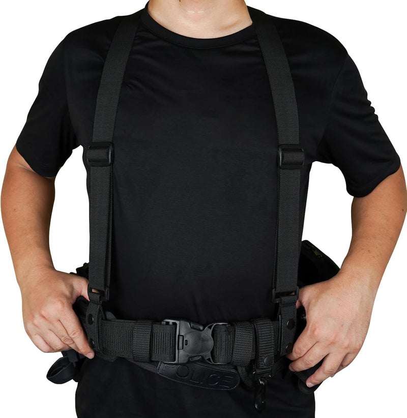 KUNN Tactical Suspenders Police Duty Belt Harness for Men,1.5 Inch Adjustable Tool Belt Suspender with 4 Loop Attachments,Black - Image 2